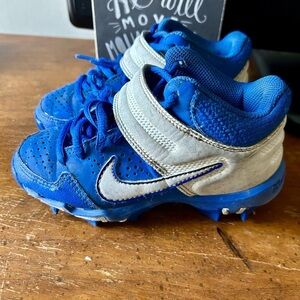 Nike Alpha Hurache Varsity Keystone mid youth baseball cleats size 11 royal blue